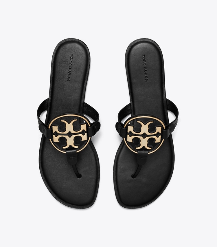 Tory Burch designer sandals Miller Metal Logo Sandal in PERFECT BLACK / GOLD overhead