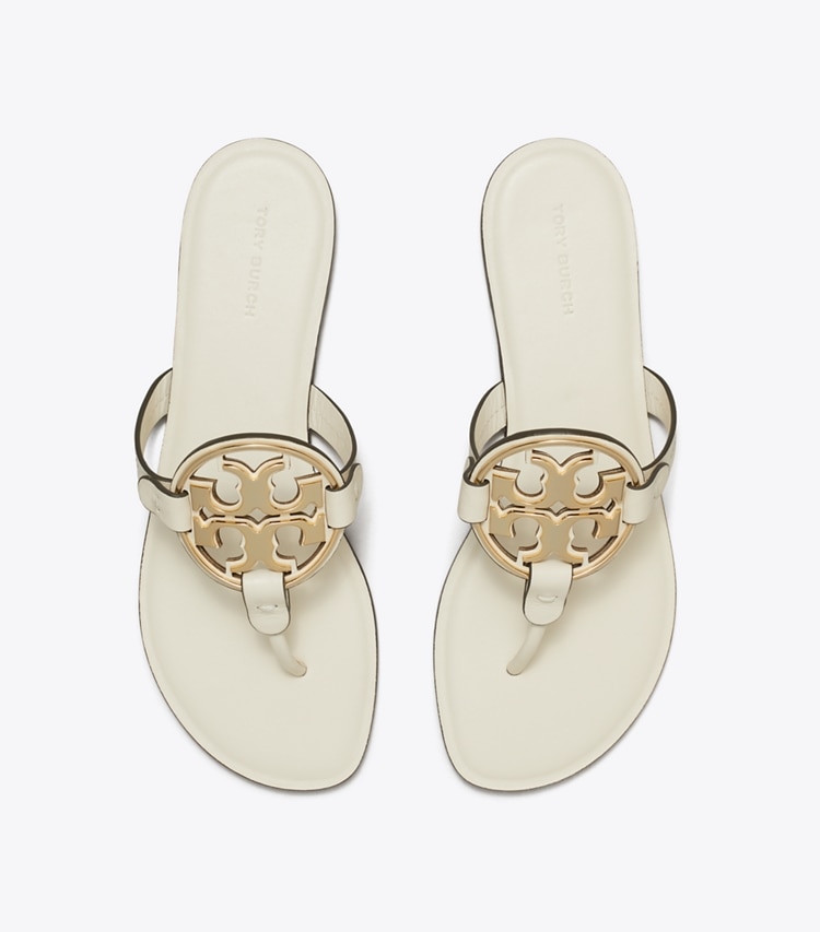 Tory Burch designer sandals Miller Metal Logo Sandal in LIGHT CREAM / GOLD overhead