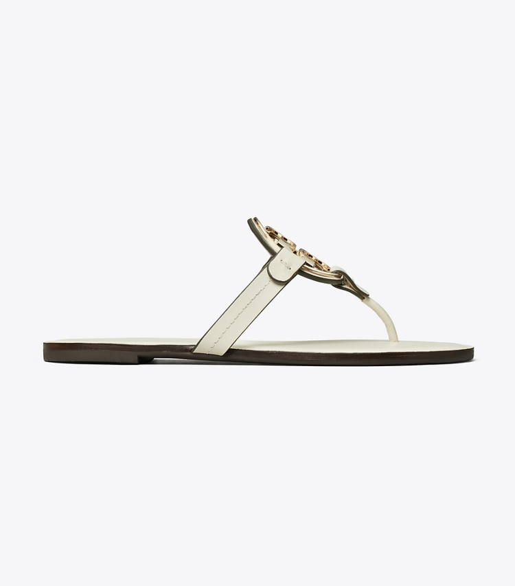 Tory Burch designer sandals Miller Metal Logo Sandal in LIGHT CREAM / GOLD side
