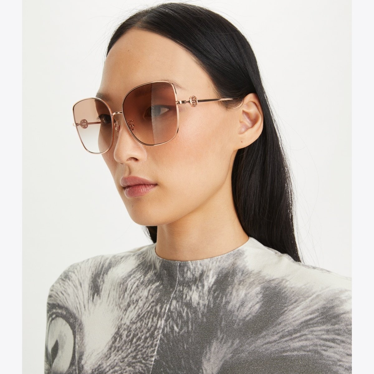 Tory Burch Black and White Butterfly Sunglasses with Orange Case miller-metal-oversized-  main image 3