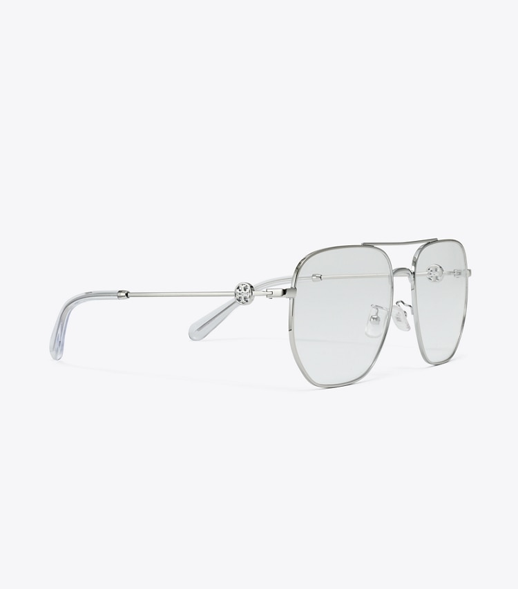 Tory Burch designer sunglasses & eyewear Miller Metal Pilot Eyeglasses in SILVER 1 detail
