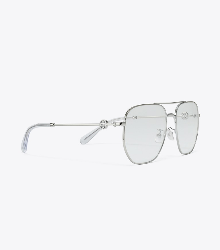 Tory Burch designer sunglasses & eyewear Miller Metal Pilot Eyeglasses in SILVER 1 front