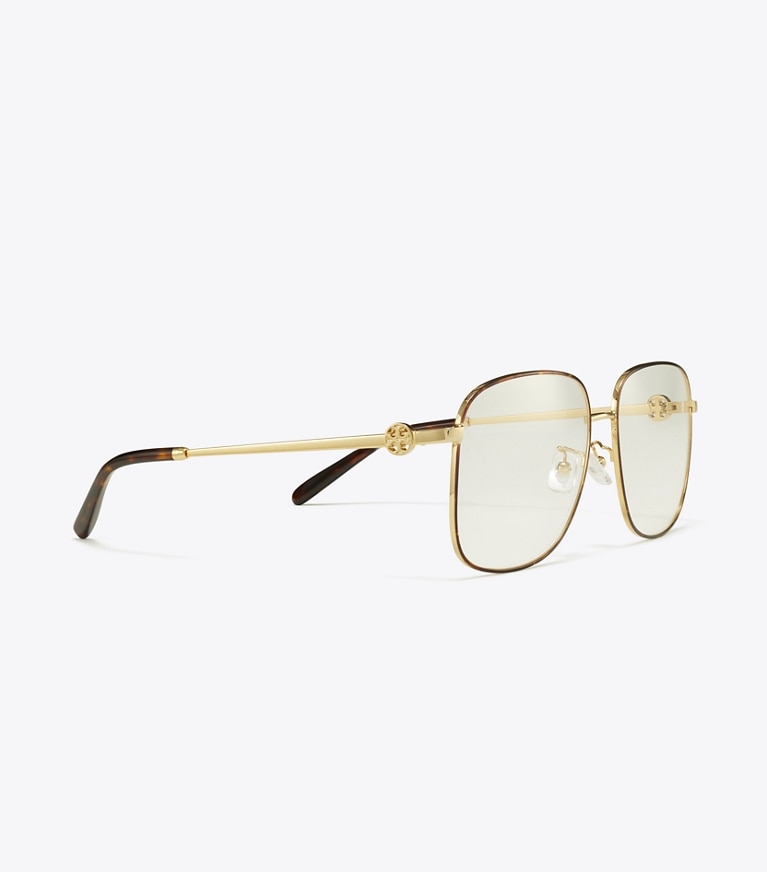 Tory Burch designer sunglasses & eyewear Miller Metal Square Eyeglasses in GOLD front