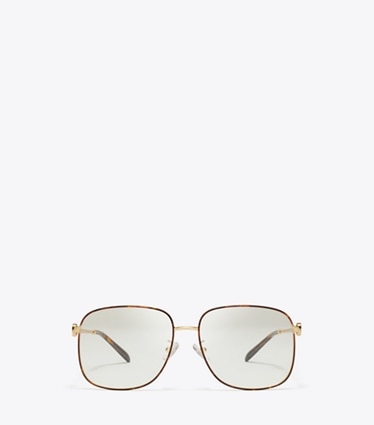 Tory Burch designer sunglasses & eyewear Miller Metal Square Eyeglasses in GOLD front