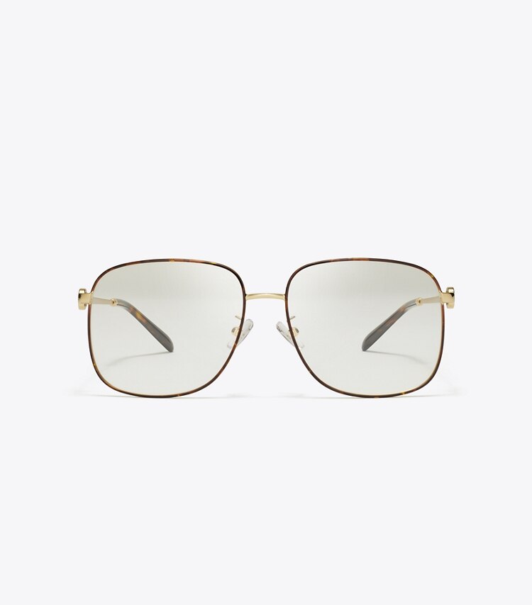 Tory Burch designer sunglasses & eyewear Miller Metal Square Eyeglasses in GOLD front