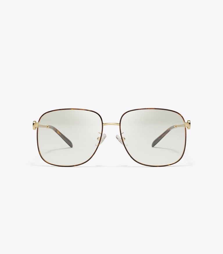 Tory Burch designer sunglasses & eyewear Miller Metal Square Eyeglasses in GOLD front