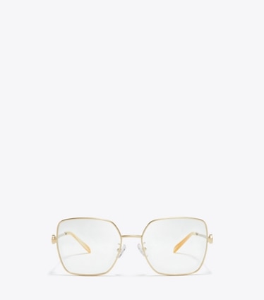 Tory Burch designer sunglasses & eyewear Miller Metal Square Eyeglasses in BRUSHED LIGHT GOLD front