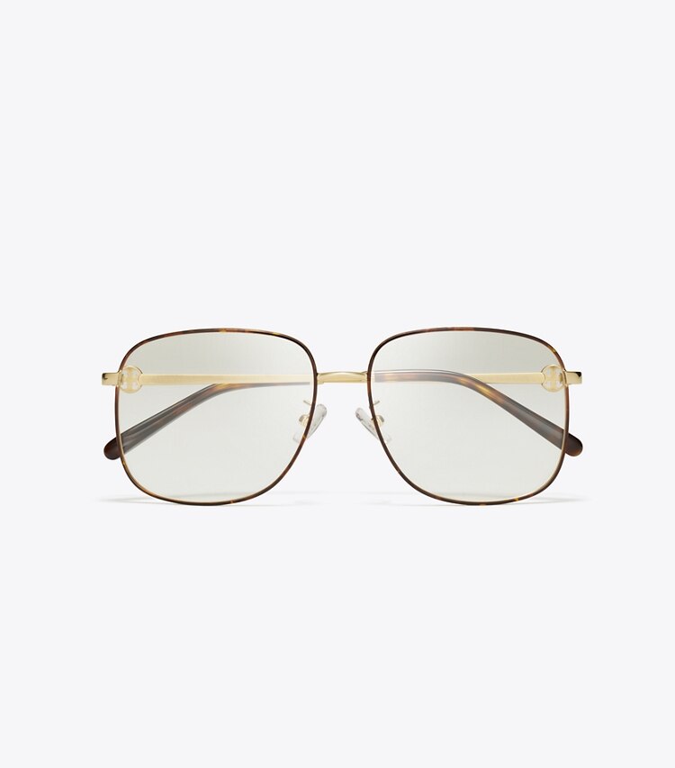 Tory Burch designer sunglasses & eyewear Miller Metal Square Eyeglasses in GOLD overhead