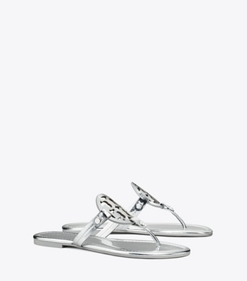 Tory Burch designer sandals Miller Metallic Sandal in ARGENTO angle