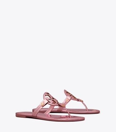 Tory Burch Pink Manon Women's Embossed Leather Flip-flops Sandals