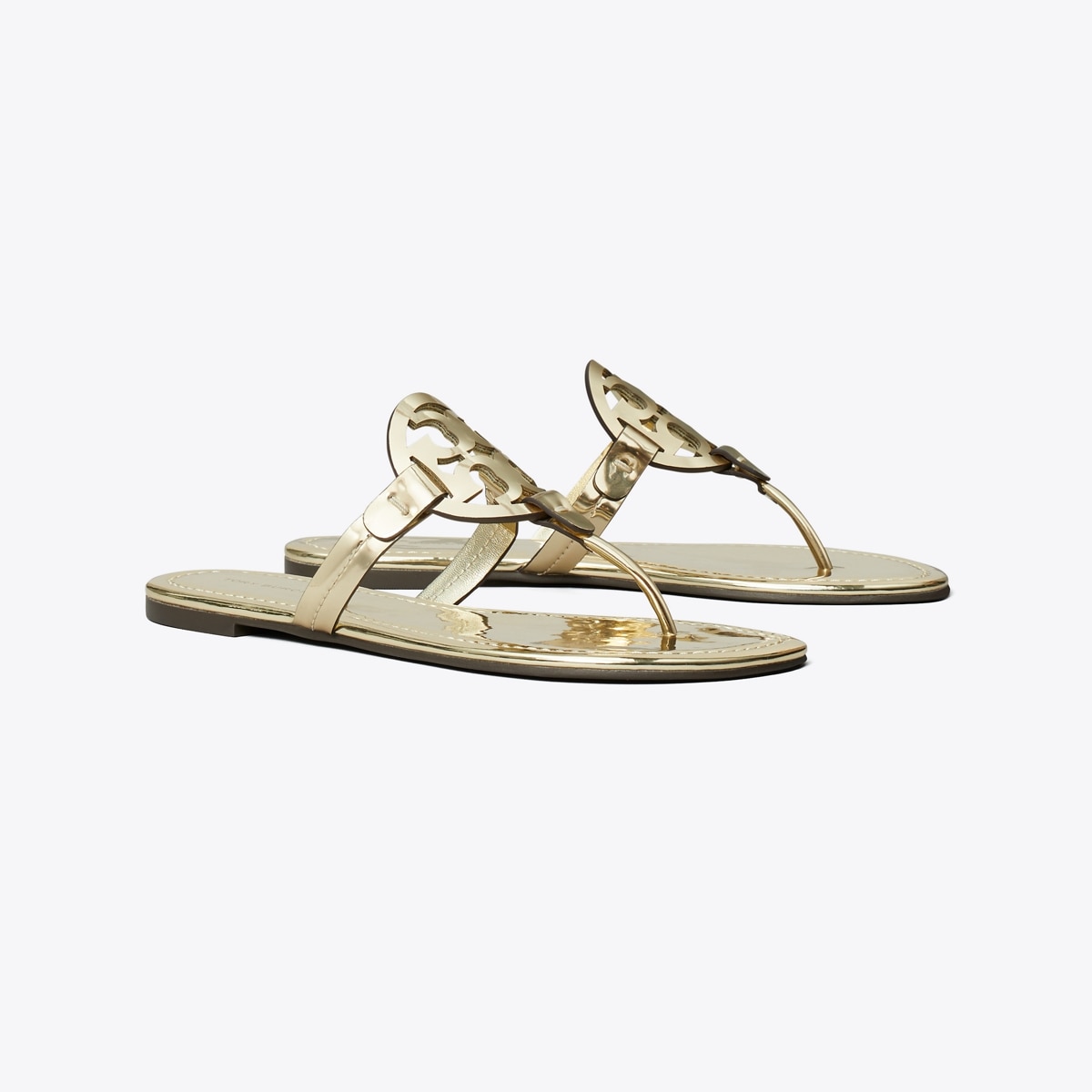 【Tory Burch】MILLER パテント サンダル／Tan (タン) Tory Burch Miller Patent Leather Sandals | Neiman Marcus