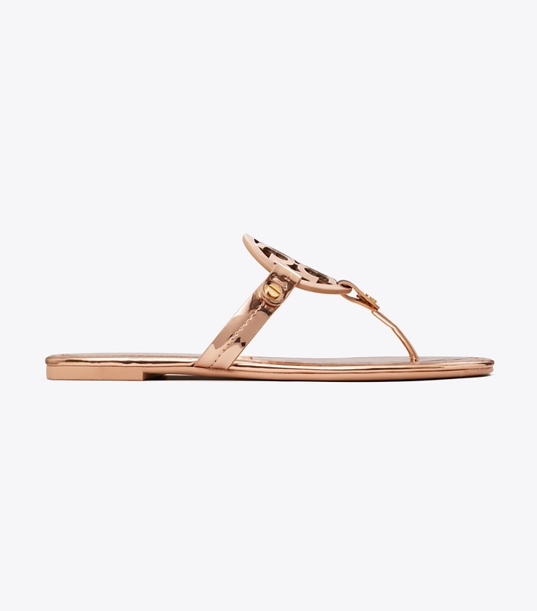 Tory Burch designer sandals Miller Metallic Sandal in ROSE GOLD angle