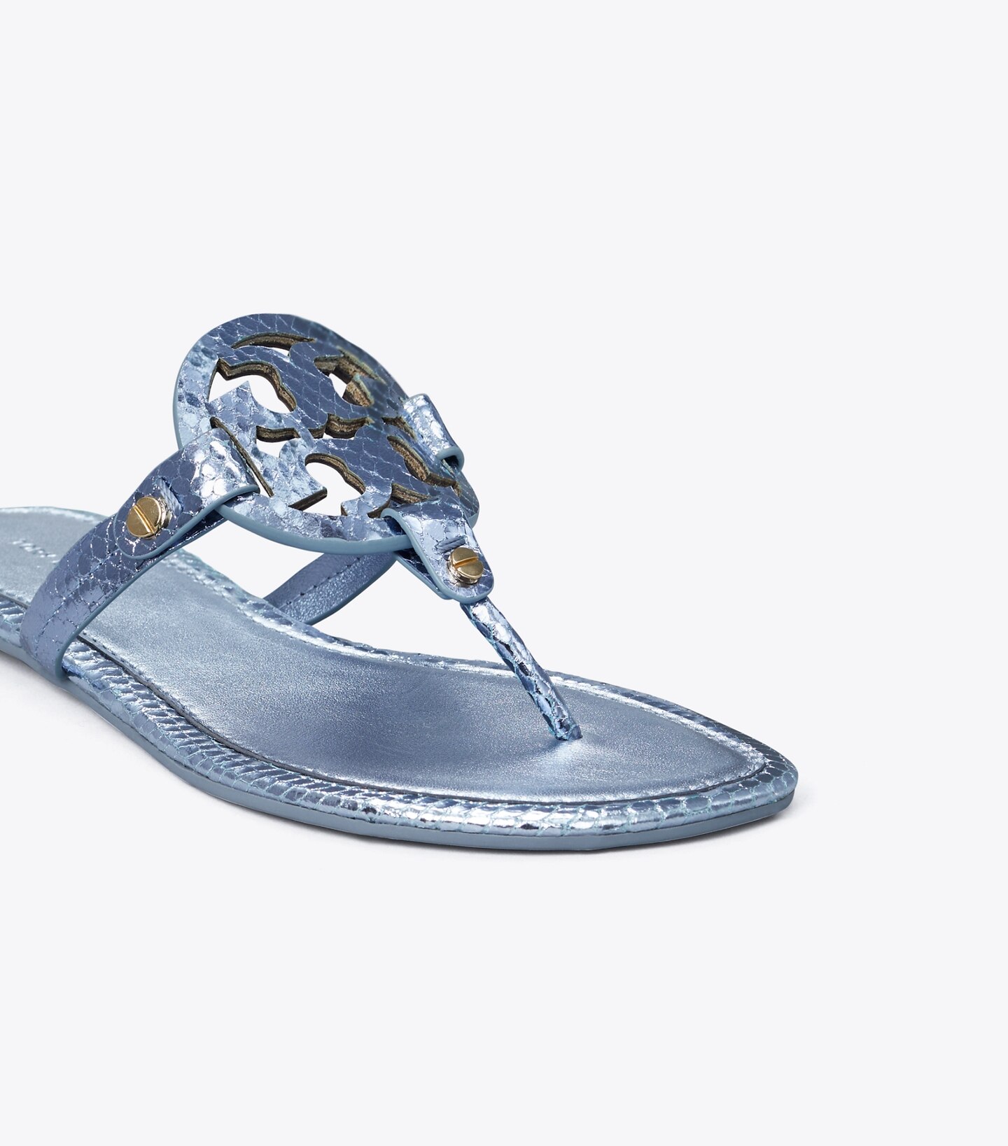 Miller Metallic Snake-Embossed Sandal