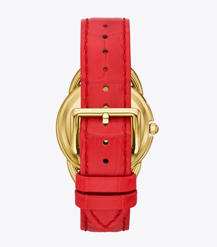 Tory Burch designer strap watches Miller Moon Watch in IVORY/CORAL back