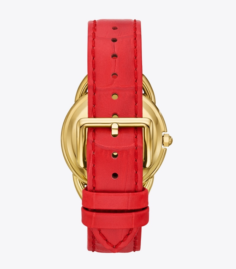 Tory Burch designer strap watches Miller Moon Watch in IVORY/CORAL front