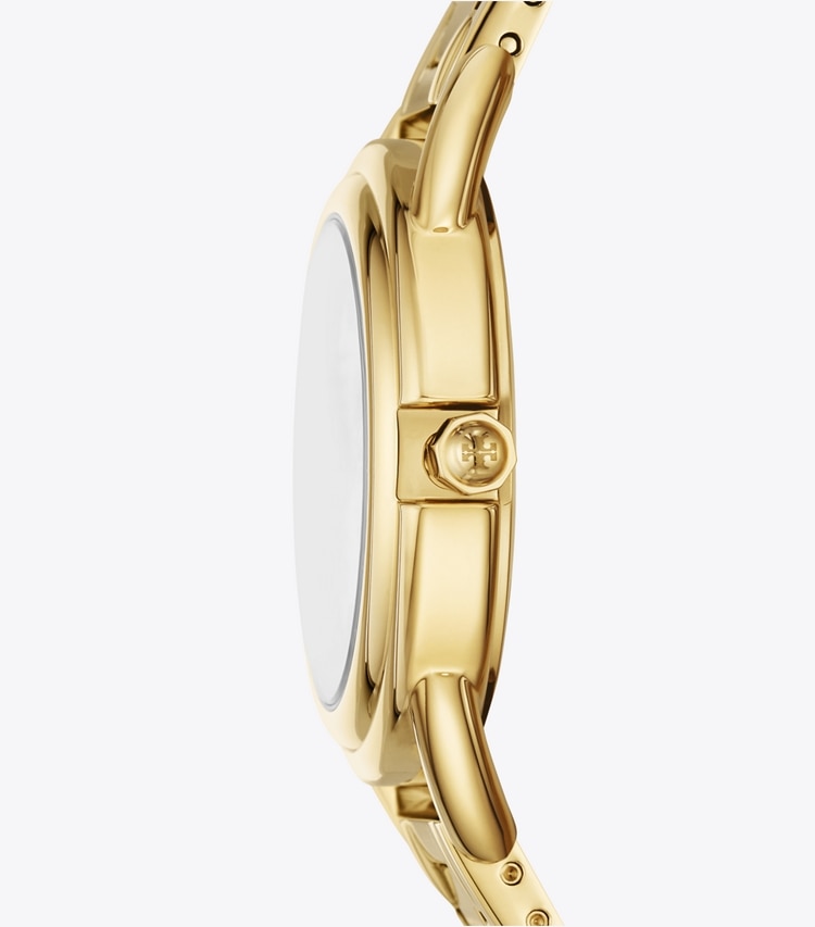Tory Burch designer strap watches Miller Moon Watch in WHITE MOP/GOLD side