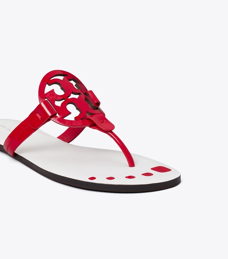 Tory Burch designer sandals Miller Nail Polish in BLAZE RED detail