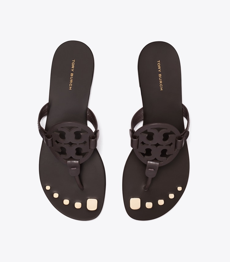 Tory Burch designer sandals Miller Nail Polish in COCOA overhead