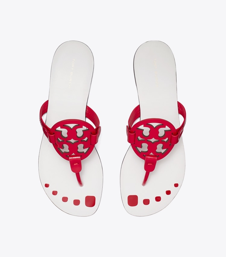 Tory Burch designer sandals Miller Nail Polish in BLAZE RED overhead