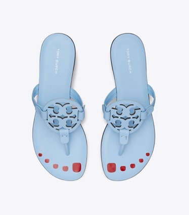 Tory Burch designer sandals Miller Nail Polish in PALE BLUE overhead