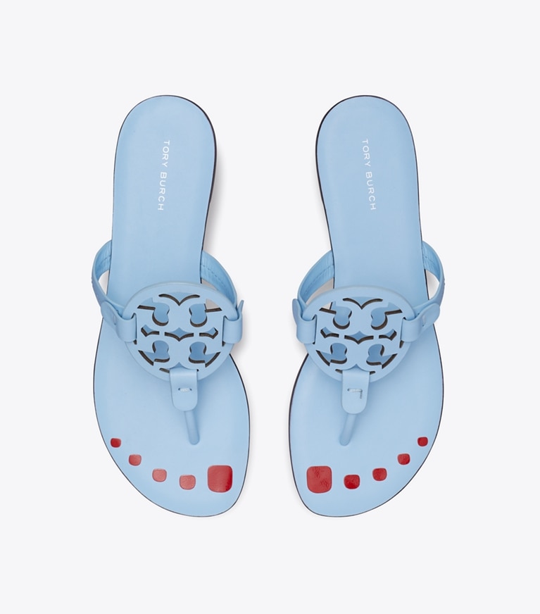 Tory Burch designer sandals Miller Nail Polish in PALE BLUE overhead