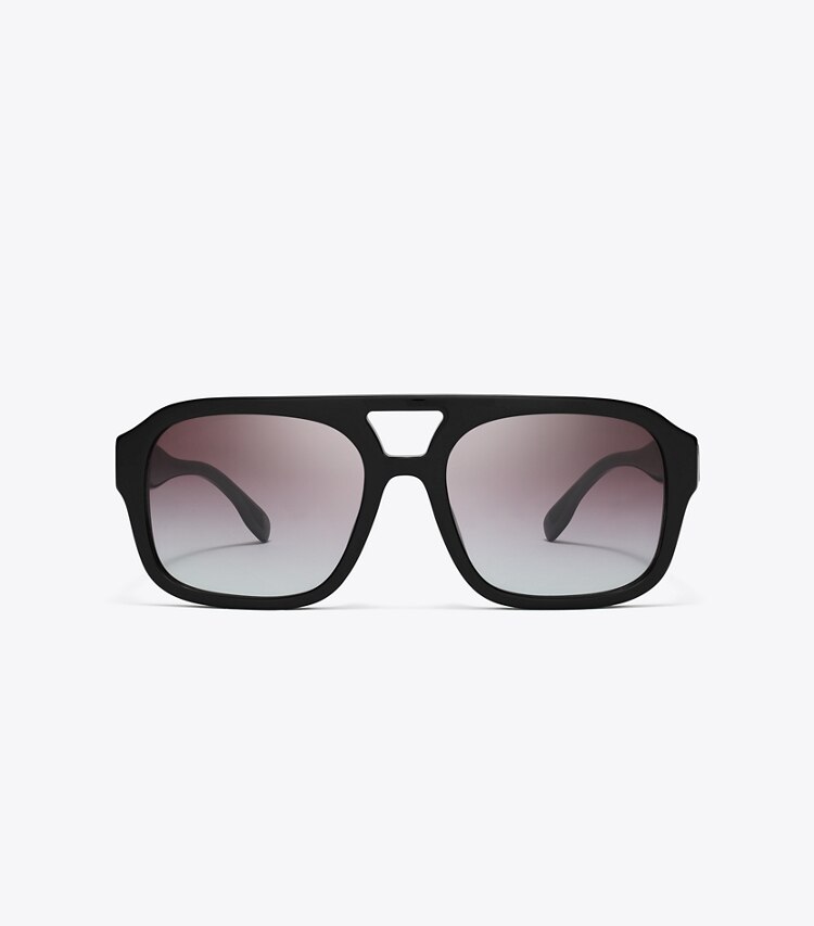 Tory Burch designer sonnenbrillen & brillen Miller Navigator Sonnenbrille in BLACK/GREY GRADIENT VIOLET front
