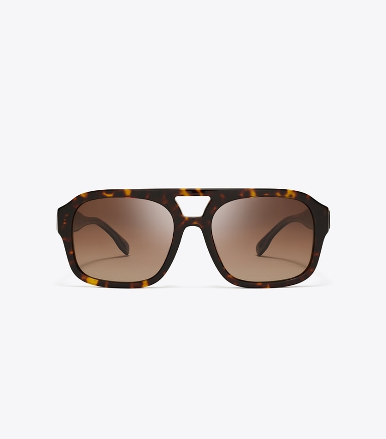 Tory Burch designer sonnenbrillen & brillen Miller Navigator Sonnenbrille in DARK TORTOISE/BROWN GRADIENT POLAR front