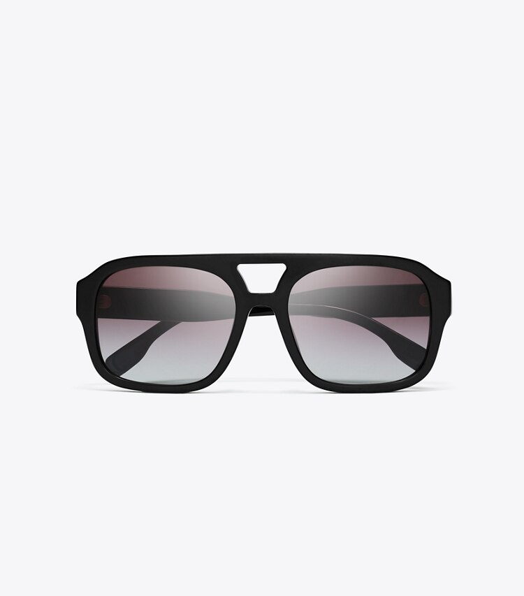Tory Burch designer sonnenbrillen & brillen Miller Navigator Sonnenbrille in BLACK/GREY GRADIENT VIOLET von oben