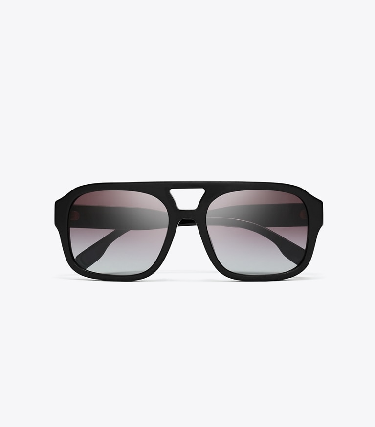 Tory Burch designer sonnenbrillen & brillen Miller Navigator Sonnenbrille in BLACK/GREY GRADIENT VIOLET von oben