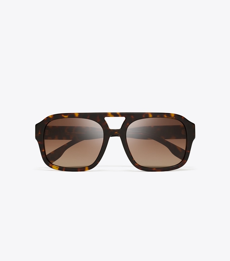 Tory Burch designer sonnenbrillen & brillen Miller Navigator Sonnenbrille in DARK TORTOISE/BROWN GRADIENT POLAR von oben