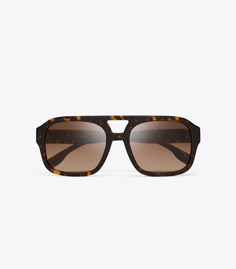 Tory Burch designer sonnenbrillen & brillen Miller Navigator Sonnenbrille in DARK TORTOISE/BROWN GRADIENT POLAR von oben