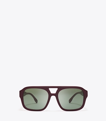 Tory Burch designer sunglasses & eyewear Miller Navigator Sunglasses in PURPLE/DARK GREEN front