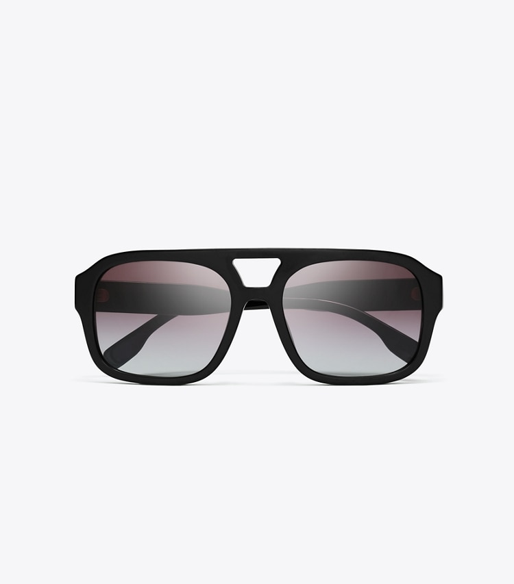 Tory Burch designer sunglasses & eyewear Miller Navigator Sunglasses in BLACK/GREY GRADIENT VIOLET overhead