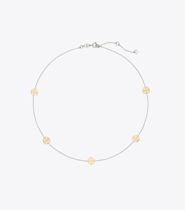 Tory Burch designer necklaces Miller Necklace in Tory Silver / Tory Gold front