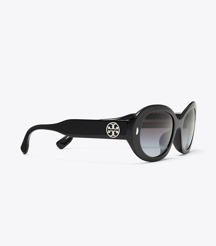 Tory Burch designer サングラス＆アイウェア ミラー オーバルサングラス in BLACK/GREY GRADIENT ディテール