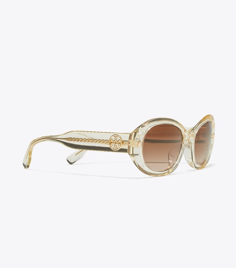 Tory Burch designer サングラス＆アイウェア ミラー オーバルサングラス in TRANSPARENT PINOT/BROWN GRADIENT ディテール