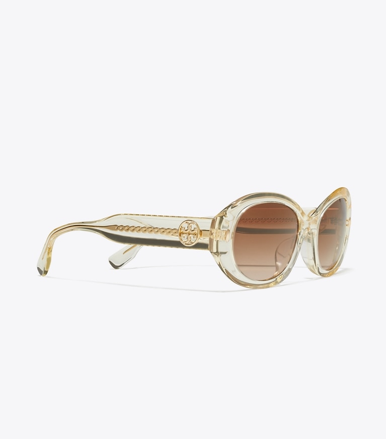 Tory Burch designer サングラス＆アイウェア ミラー オーバルサングラス in TRANSPARENT PINOT/BROWN GRADIENT front