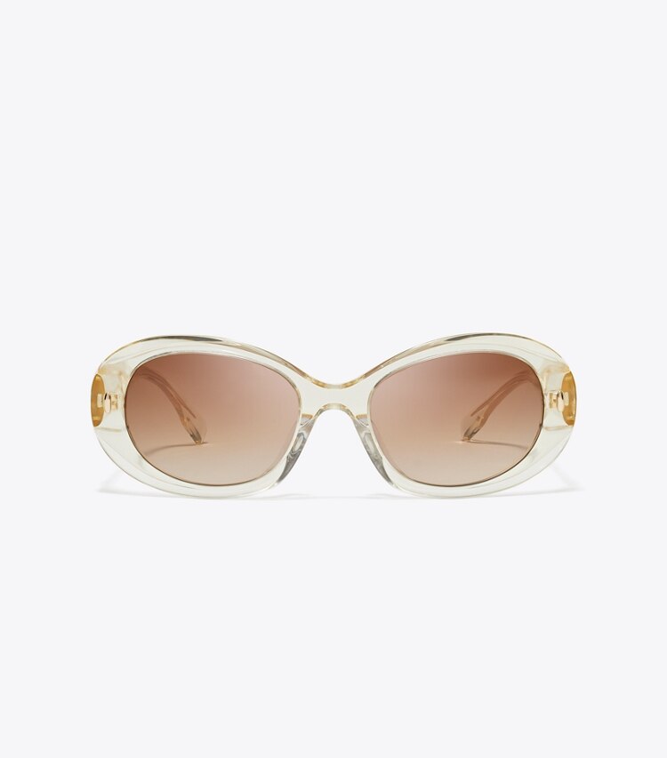 Tory Burch designer サングラス＆アイウェア ミラー オーバルサングラス in TRANSPARENT PINOT/BROWN GRADIENT front