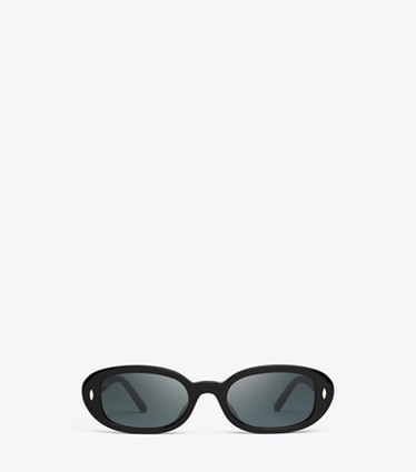 Tory Burch diseñador gafas de sol y anteojos Miller Oval Sunglasses en BLACK/DARK GREY frente