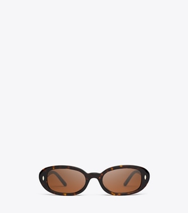 Tory Burch diseñador gafas de sol y gafas graduadas Miller Oval Sunglasses en DARK TORTOISE/DARK BROWN frente