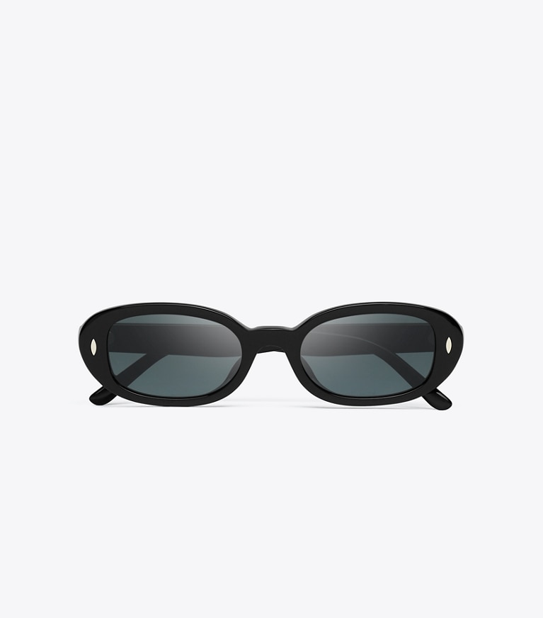 Tory Burch diseñador gafas de sol y anteojos Miller Oval Sunglasses en BLACK/DARK GREY vista superior
