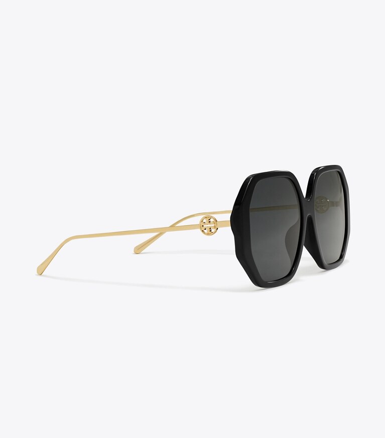 Tory Burch designer sonnenbrillen & brillen Miller Oversize-Sonnenbrille in BLACK/DARK GREY front