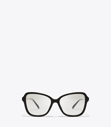 Tory Burch designer sunglasses & eyewear Miller Oversized Butterfly Eyeglasses in BLACK/SILVER front
