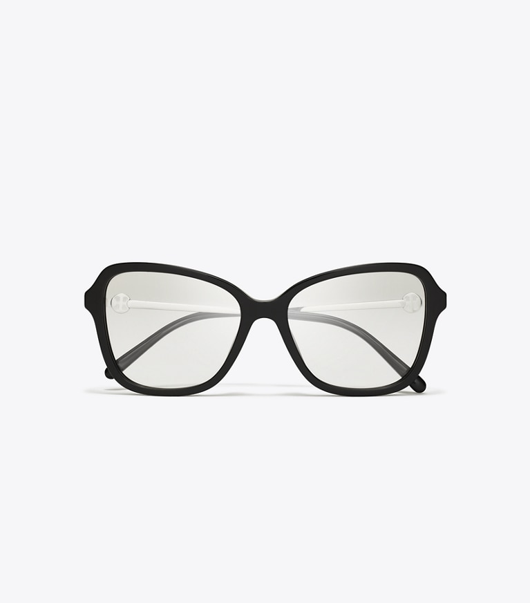 Tory Burch designer sunglasses & eyewear Miller Oversized Butterfly Eyeglasses in BLACK/SILVER front
