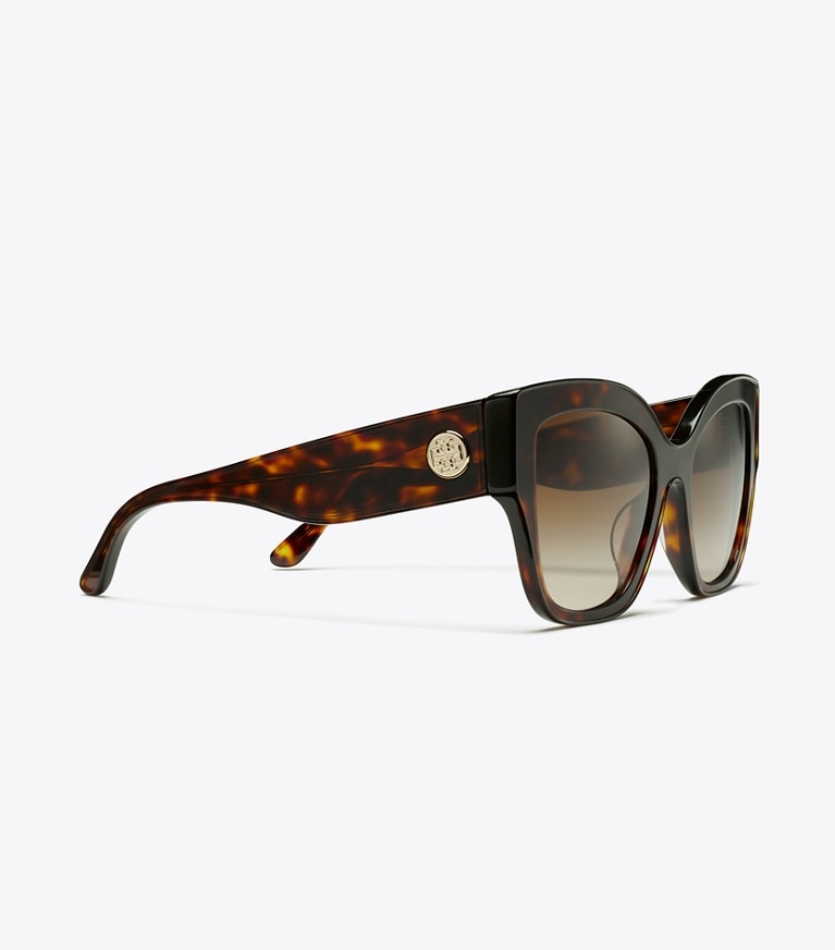 Tory Burch designer sunglasses & eyewear Miller Oversized Butterfly Sunglasses in DARK TORTOISE/BROWN GRADIENT front