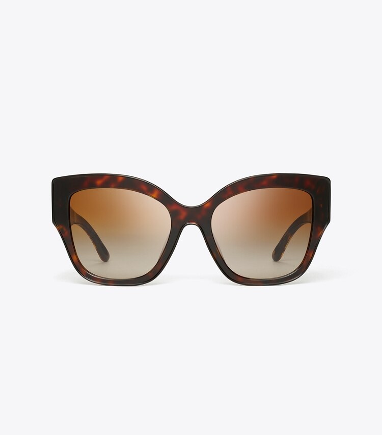 Tory Burch designer sunglasses & eyewear Miller Oversized Butterfly Sunglasses in DARK TORTOISE/BROWN GRADIENT front
