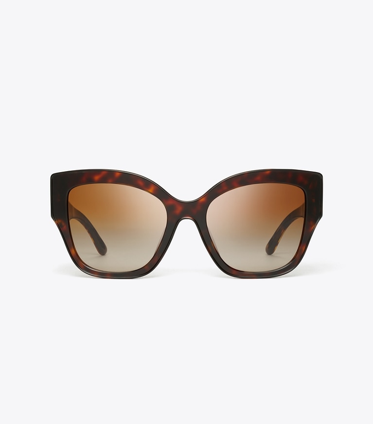 Tory Burch designer sunglasses & eyewear Miller Oversized Butterfly Sunglasses in DARK TORTOISE/BROWN GRADIENT front