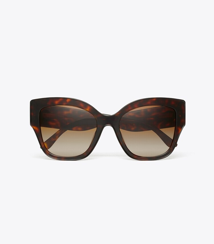 Tory Burch designer sunglasses & eyewear Miller Oversized Butterfly Sunglasses in DARK TORTOISE/BROWN GRADIENT overhead