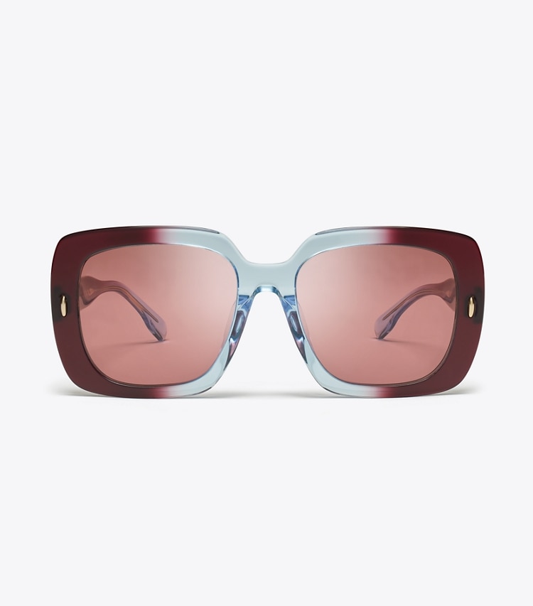 Tory Burch designer sunglasses & eyewear Miller Oversized Square Sunglasses in GRADIENT BURGUNDY/DARK VIOLET front