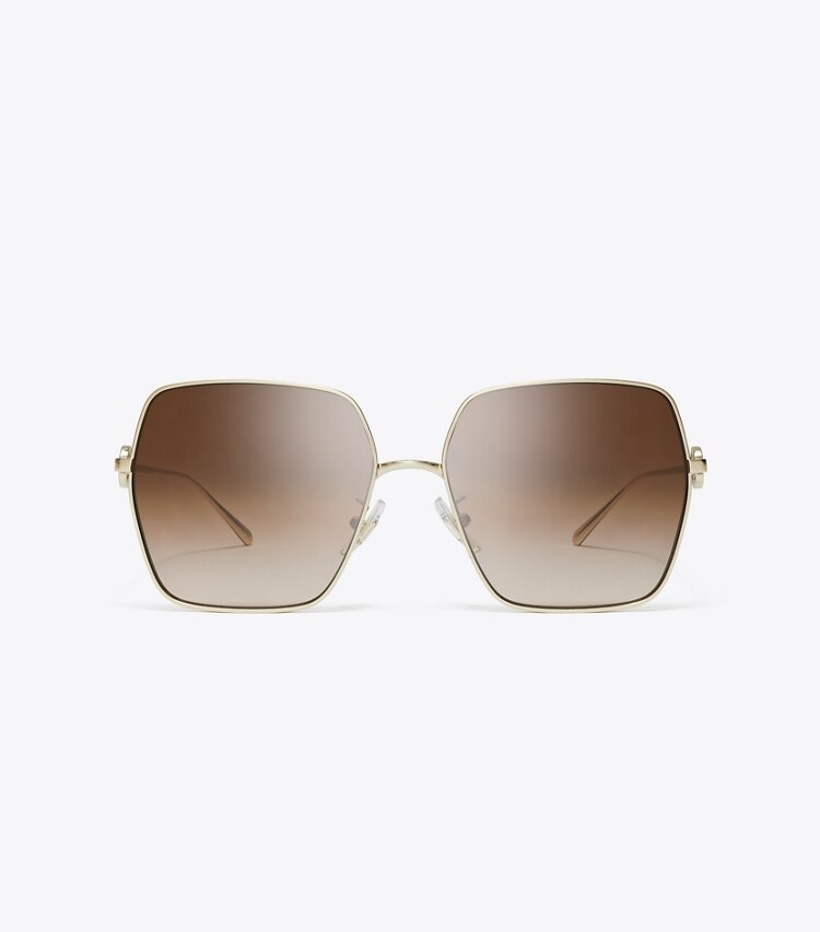 Tory Burch designer sunglasses & eyewear Miller Oversized Square Sunglasses in BRUSHED LIGHT GOLD/BROWN GRADIENT front